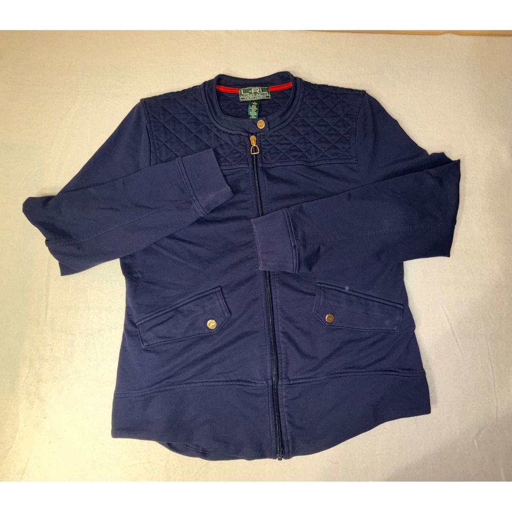 L-RL LAUREN ACTIVE Ralph Lauren Active Jacket Women's L Navy Quilted Full Zip
